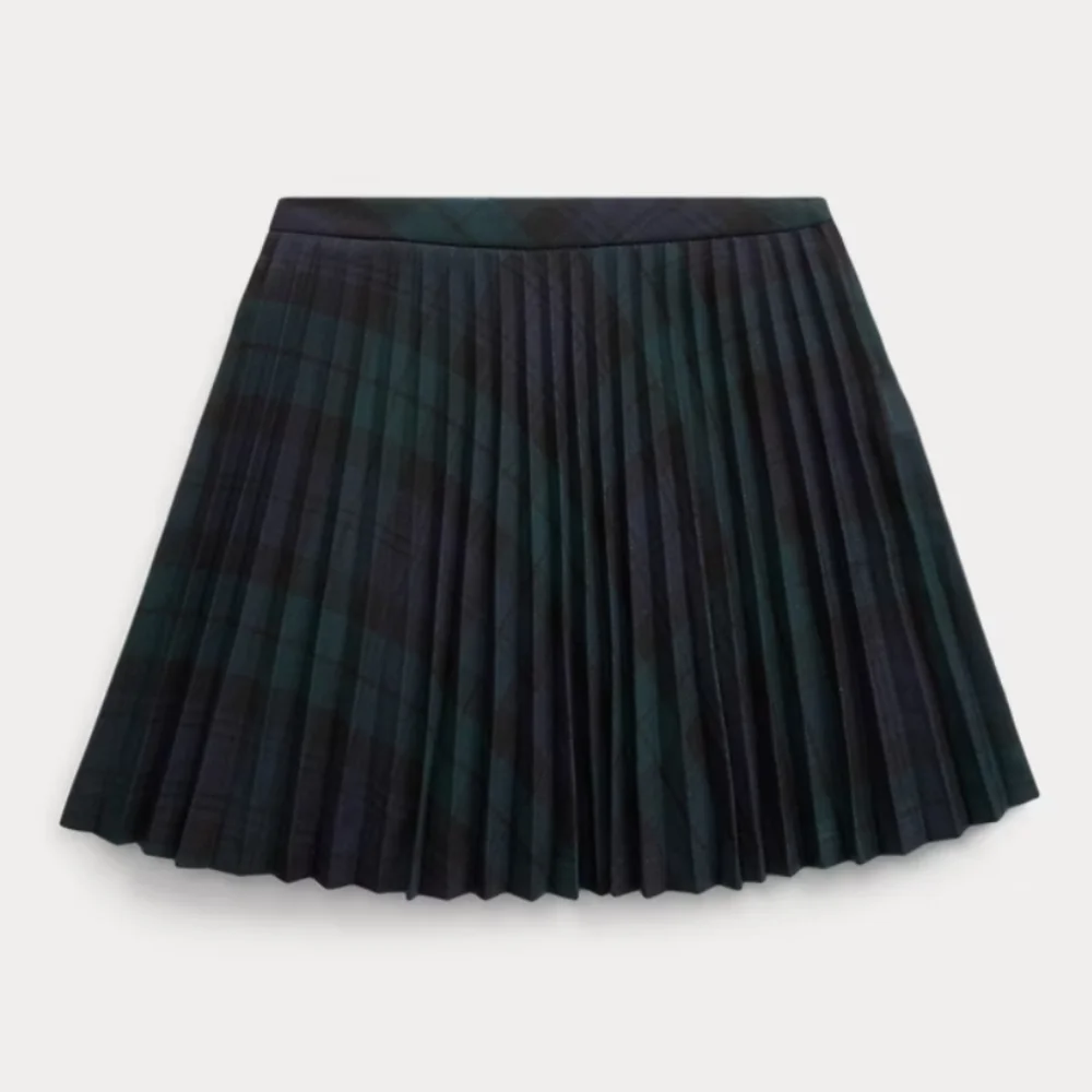 Ralph Lauren Tartan Pleated Twill Skirt girls 10 black green uniform